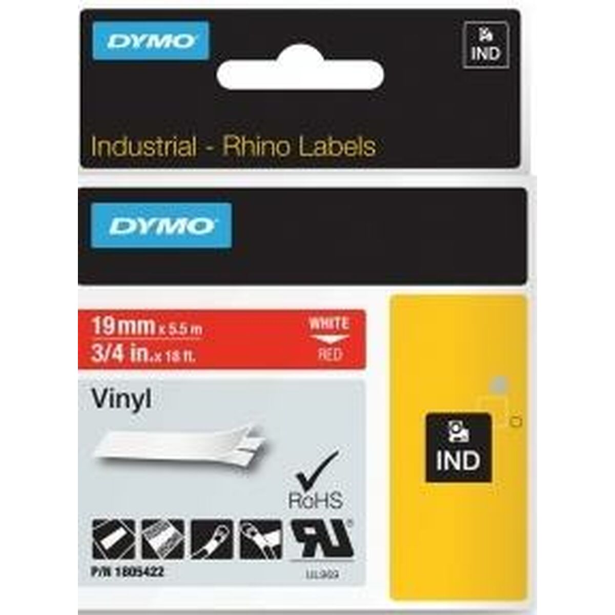 Laminated Tape for Labelling Machines Dymo ID1-19 White Red 19 mm x 5,5 m Laminated Tape for Labelling Machines Dymo ID1-19 White Red 19 mm x 5,5 m