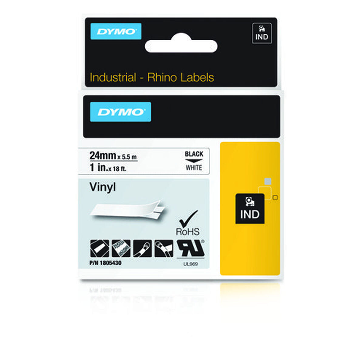 Laminated Tape for Labelling Machines Dymo 1805430 Multicolour Black/White 24 mm Laminated Tape for Labelling Machines Dymo 1805430 Multicolour Black/White 24 mm