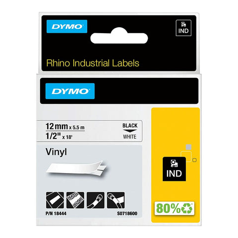 Laminated Tape for Labelling Machines Dymo 18444 White Black/White 12 mm Laminated Tape for Labelling Machines Dymo 18444 White Black/White 12 mm