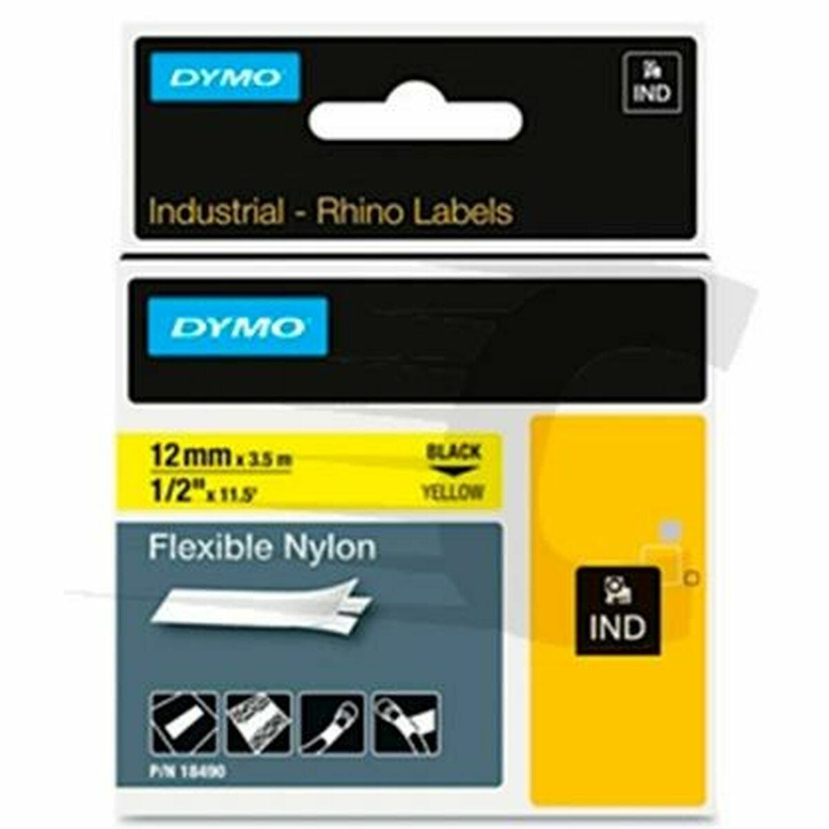 Laminated Tape for Labelling Machines Dymo ID1-12 Yellow Black 12 mm x 3,5 m Laminated Tape for Labelling Machines Dymo ID1-12 Yellow Black 12 mm x 3,5 m