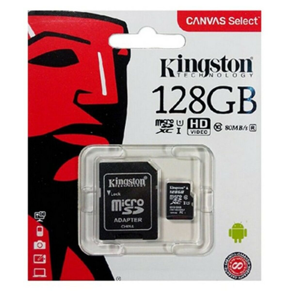 Micro SD Memory Card with Adaptor Kingston SDCS2 100 MB/s exFAT Micro SD Memory Card with Adaptor Kingston SDCS2 100 MB/s exFAT