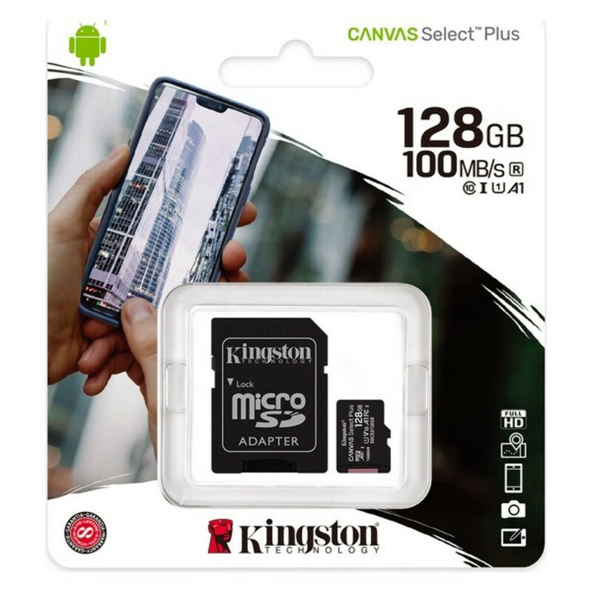 Micro SD Memory Card with Adaptor Kingston SDCS2 100 MB/s exFAT Micro SD Memory Card with Adaptor Kingston SDCS2 100 MB/s exFAT
