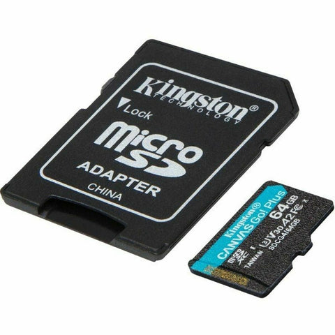 Micro SD Memory Card with Adaptor Kingston CANVAS Go! Plus 64 GB Micro SD Memory Card with Adaptor Kingston CANVAS Go! Plus 64 GB