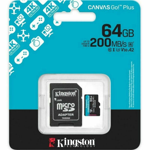 Micro SD Memory Card with Adaptor Kingston CANVAS Go! Plus 64 GB Micro SD Memory Card with Adaptor Kingston CANVAS Go! Plus 64 GB