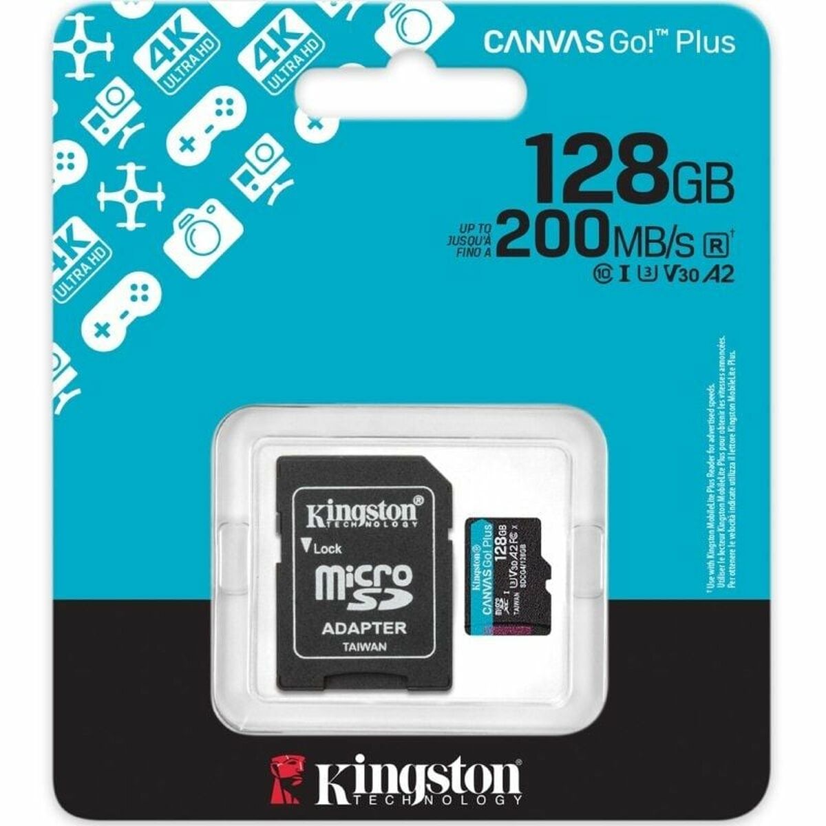 Micro SD Memory Card with Adaptor Kingston CANVAS Go! Plus 128 GB Micro SD Memory Card with Adaptor Kingston CANVAS Go! Plus 128 GB