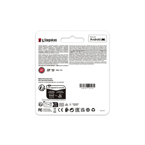 Micro SD Memory Card with Adaptor Kingston SDCG4/512GBSP 512 GB Micro SD Memory Card with Adaptor Kingston SDCG4/512GBSP 512 GB