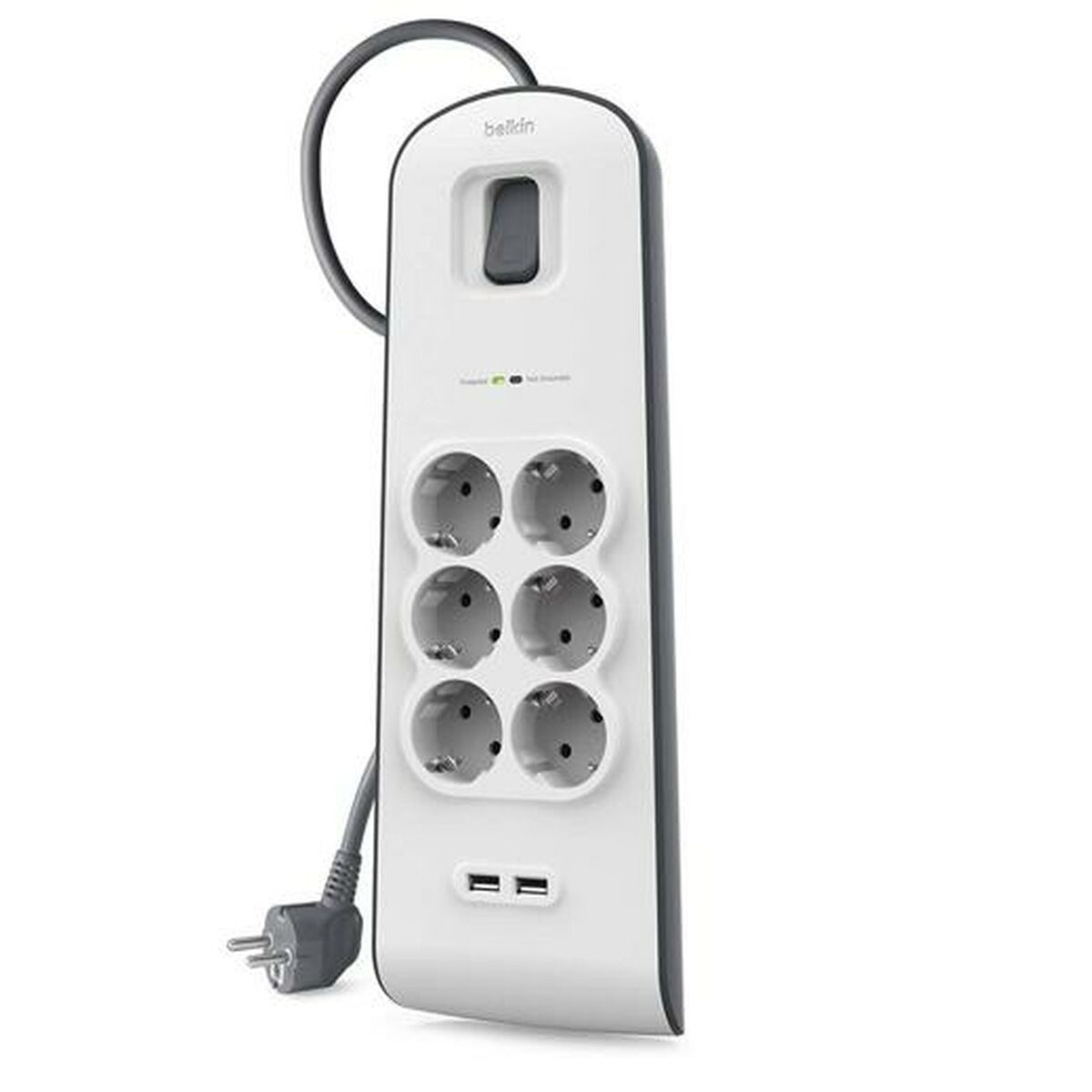 Power Socket - 6 Sockets with Switch Belkin BSV604vf2M 2 m USB x 2 Power Socket - 6 Sockets with Switch Belkin BSV604vf2M 2 m USB x 2