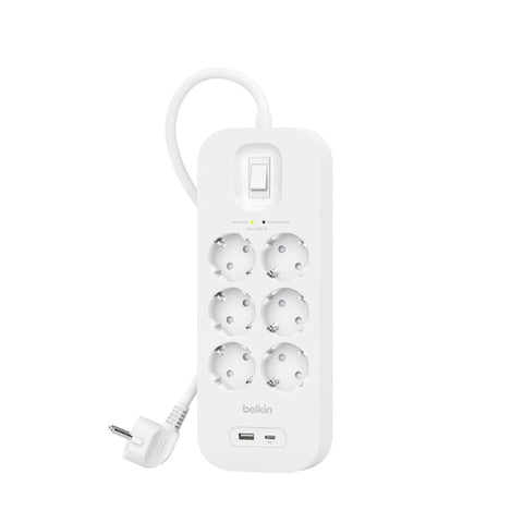 Power Socket - 6 Sockets with Switch Belkin Connect SRB002VF2M White Power Socket - 6 Sockets with Switch Belkin Connect SRB002VF2M White