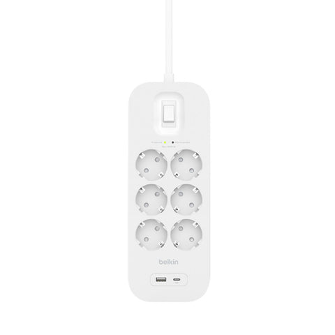 Power Socket - 6 Sockets with Switch Belkin Connect SRB002VF2M White Power Socket - 6 Sockets with Switch Belkin Connect SRB002VF2M White