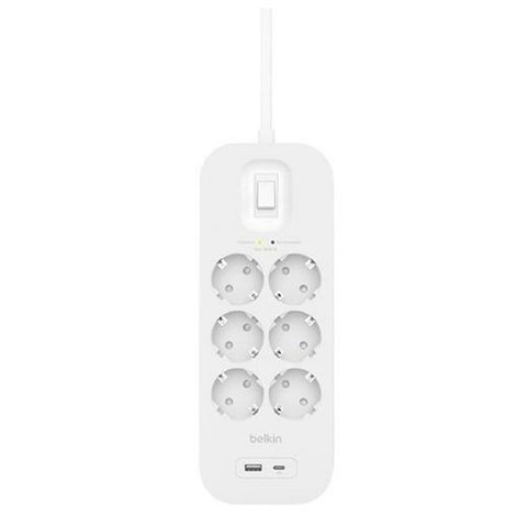 Power Socket - 6 Sockets with Switch Belkin Connect SRB002VF2M White Power Socket - 6 Sockets with Switch Belkin Connect SRB002VF2M White