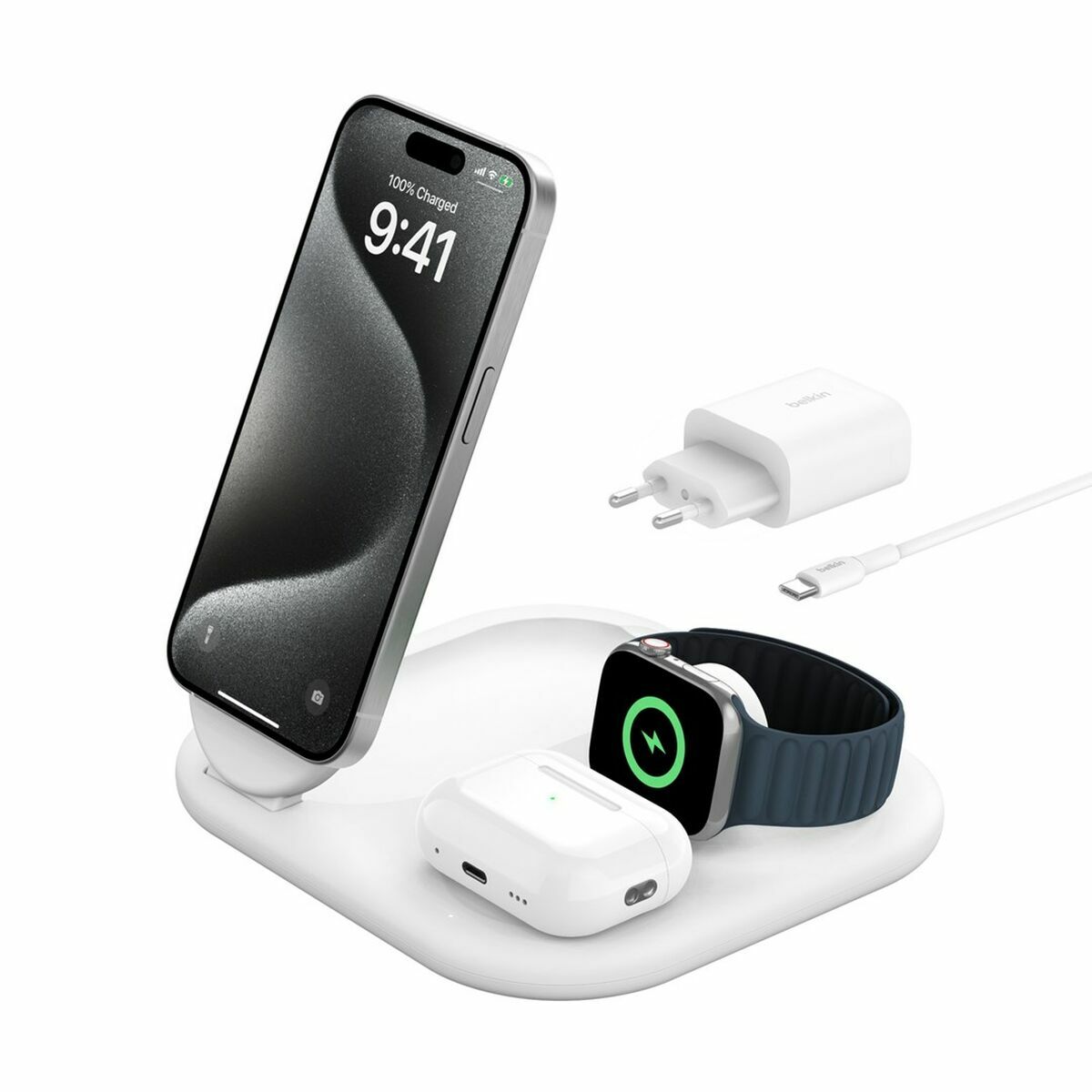 Cordless Charger Belkin WIZ029VFWH White (White) 15 W (15 W) Cordless Charger Belkin WIZ029VFWH White (White) 15 W (15 W)