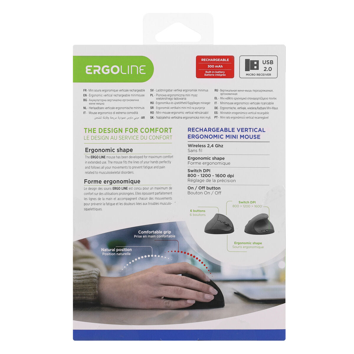 Ergonomic Optical Mouse T'NB Ergo Line Black 1600 dpi Ergonomic Optical Mouse T'NB Ergo Line Black 1600 dpi