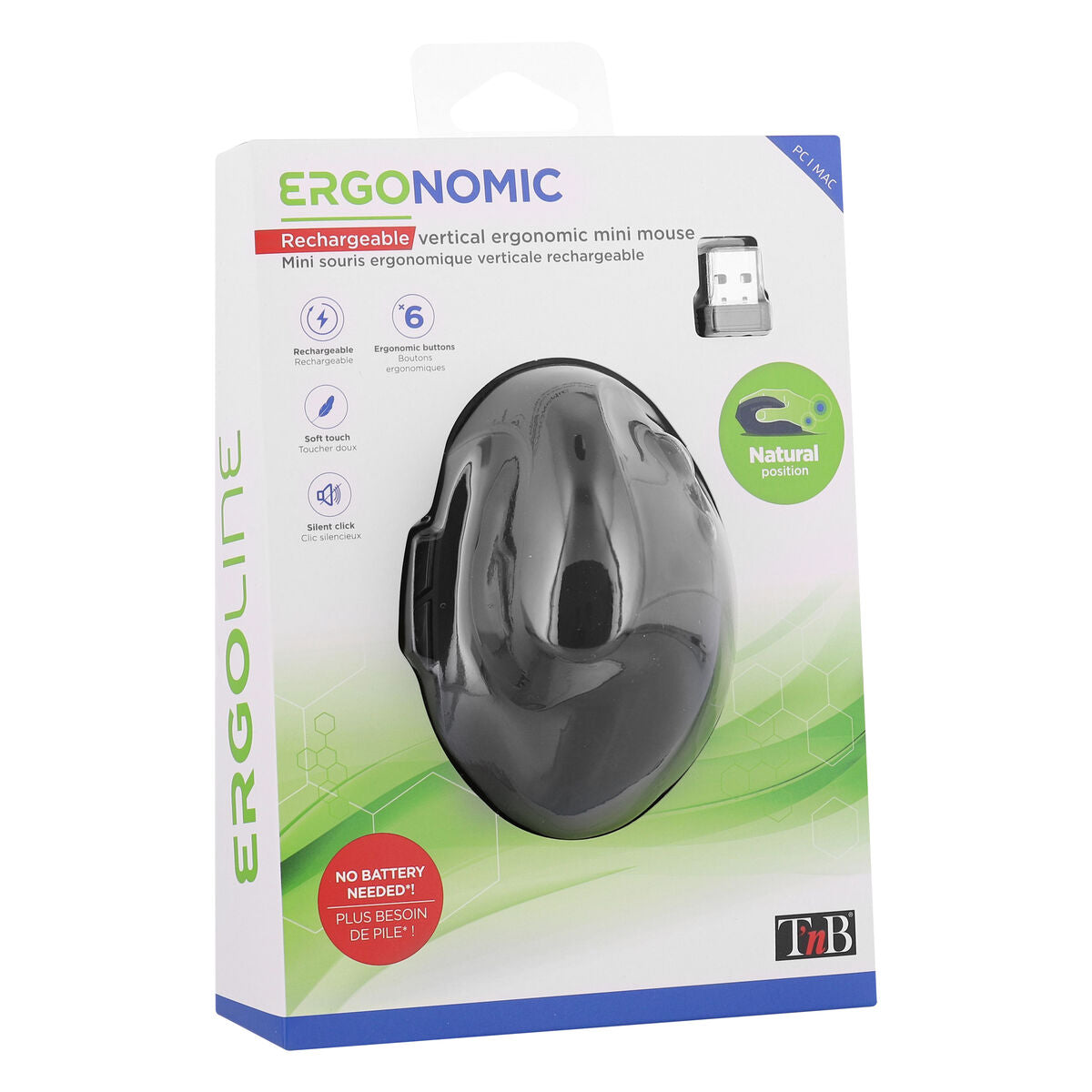 Ergonomic Optical Mouse T'NB Ergo Line Black 1600 dpi Ergonomic Optical Mouse T'NB Ergo Line Black 1600 dpi
