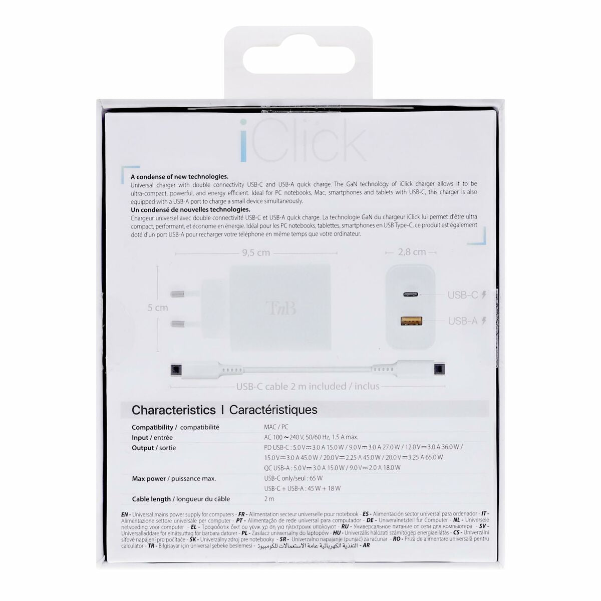Wall Charger + USB-C Cable T'NB CHNBTINY65 65 W Wall Charger + USB-C Cable T'NB CHNBTINY65 65 W