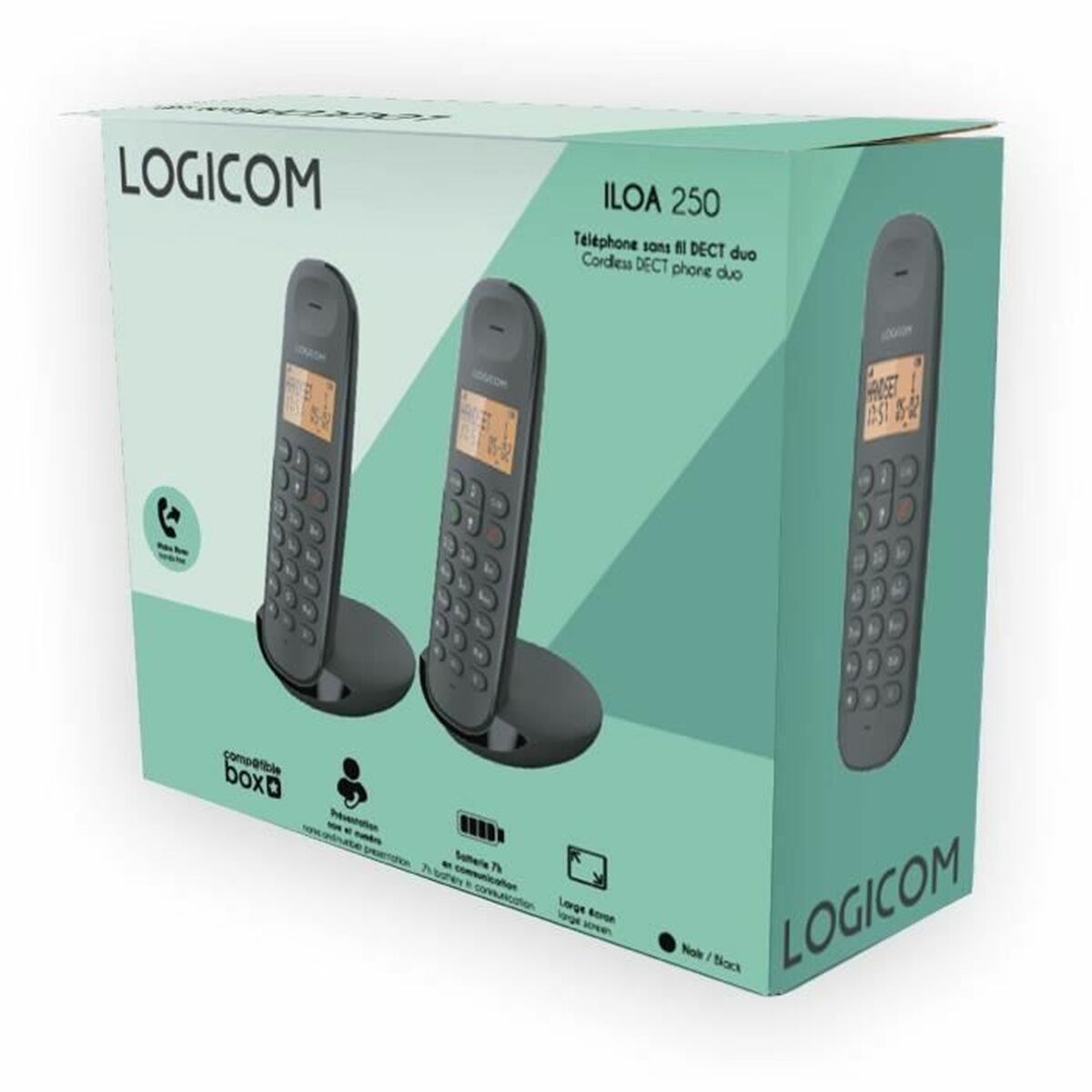 Landline Telephone Logicom DECT ILOA 250 DUO Black Landline Telephone Logicom DECT ILOA 250 DUO Black