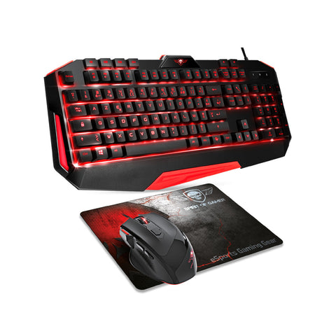 Keyboard and Mouse Spirit of Gamer SOG-3IN1-ES Black Red AZERTY Keyboard and Mouse Spirit of Gamer SOG-3IN1-ES Black Red AZERTY
