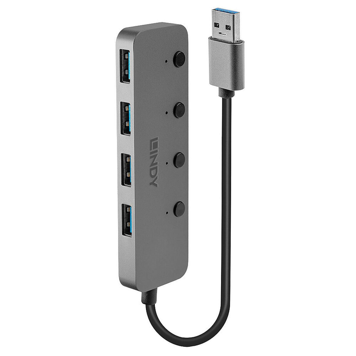 USB Hub LINDY Black Grey (1 Unit) USB Hub LINDY Black Grey (1 Unit)