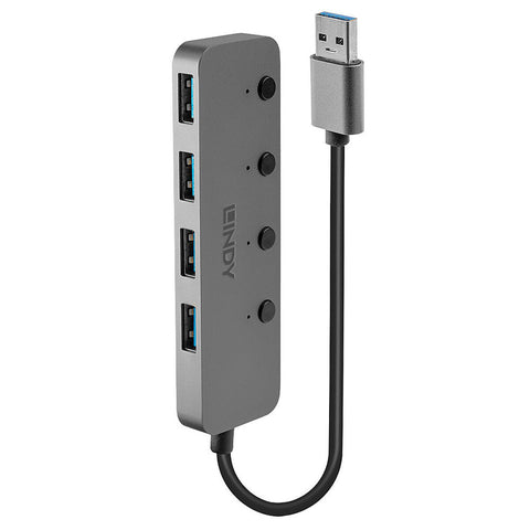 USB Hub LINDY Black Grey (1 Unit) USB Hub LINDY Black Grey (1 Unit)