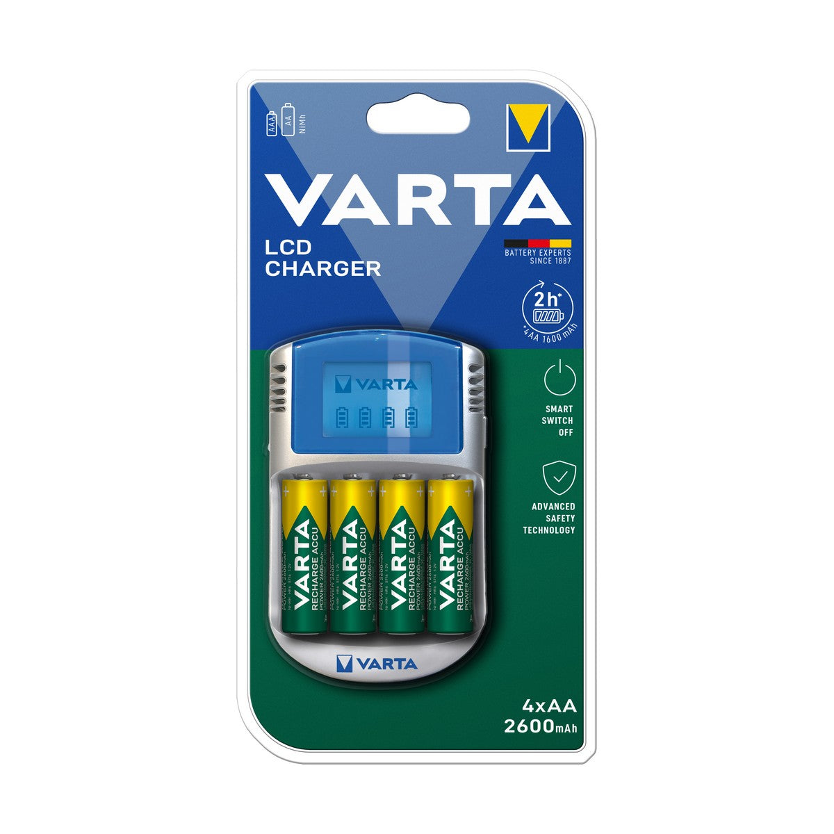 Charger + Rechargeable Batteries Varta -POWERLCD (1 Unit) Charger + Rechargeable Batteries Varta -POWERLCD (1 Unit)