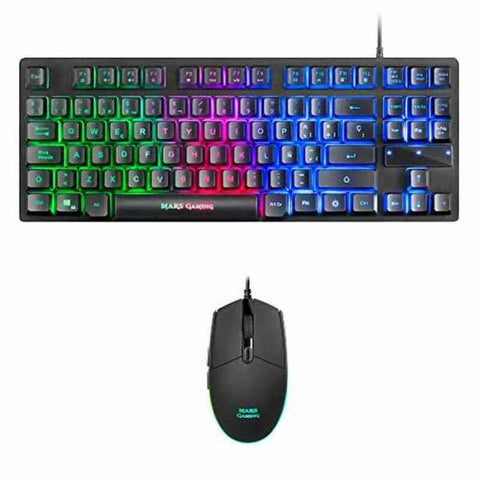 Keyboard with Gaming Mouse Mars Gaming MCPTKLES 3200 dpi RGB Black Spanish Qwerty Keyboard with Gaming Mouse Mars Gaming MCPTKLES 3200 dpi RGB Black Spanish Qwerty