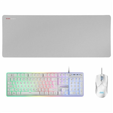 Keyboard with Gaming Mouse Mars Gaming MCPXWES White Spanish Qwerty QWERTY LED RGB Keyboard with Gaming Mouse Mars Gaming MCPXWES White Spanish Qwerty QWERTY LED RGB
