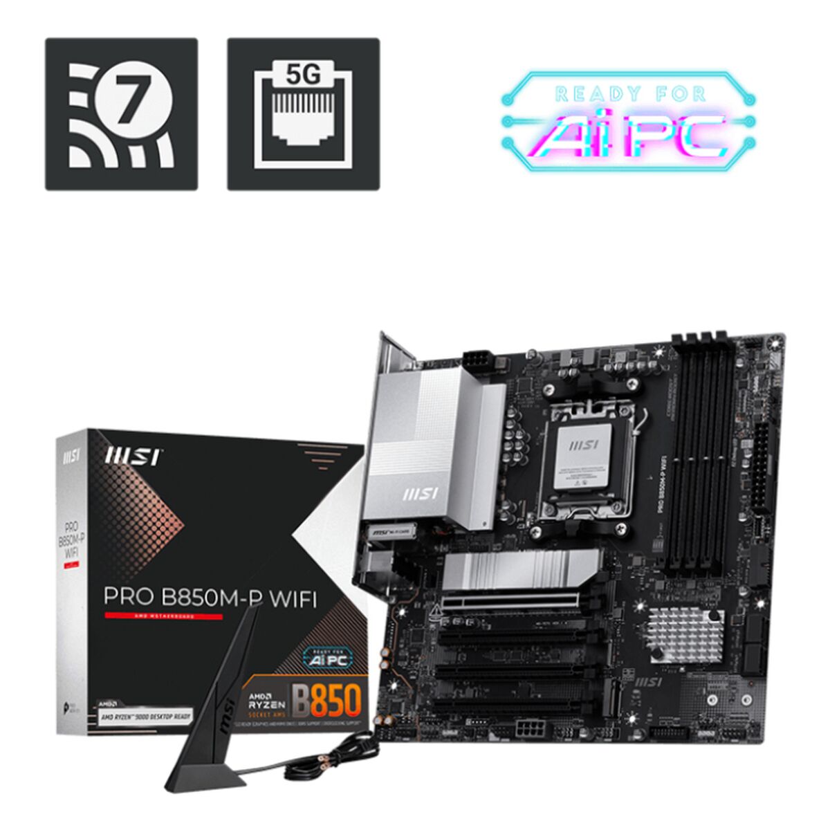 Motherboard MSI PRO B850M-P WIFI Intel Wi-Fi 6 AMD AM5 AMD B850 Motherboard MSI PRO B850M-P WIFI Intel Wi-Fi 6 AMD AM5 AMD B850