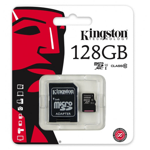 Micro SD Memory Card with Adaptor Kingston SDC10G2/128GBSP 128 GB Micro SD Memory Card with Adaptor Kingston SDC10G2/128GBSP 128 GB