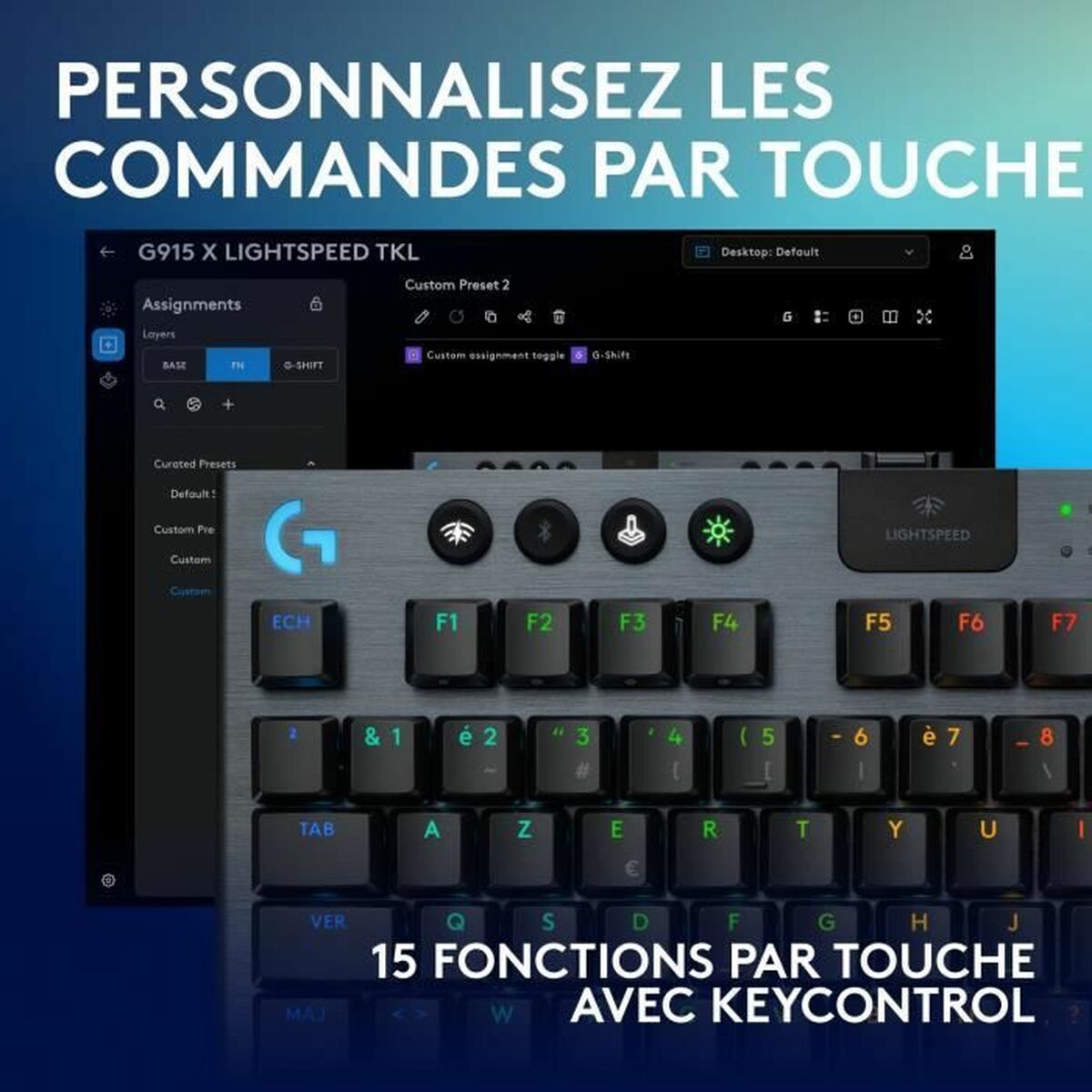 Wireless Keyboard Logitech G915 TKL X Black AZERTY Wireless Keyboard Logitech G915 TKL X Black AZERTY