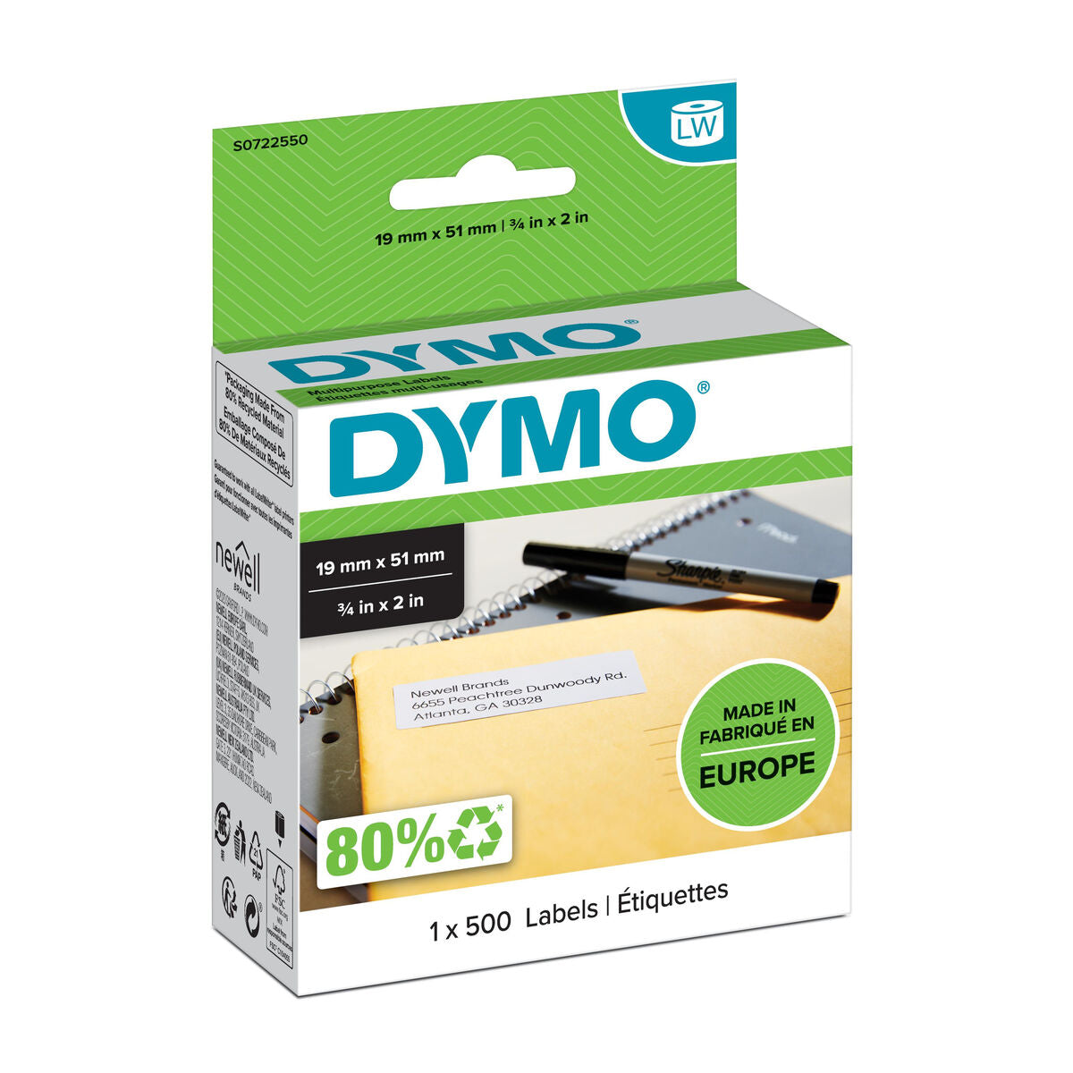 Laminated Tape for Labelling Machines Dymo S0722550 White Laminated Tape for Labelling Machines Dymo S0722550 White
