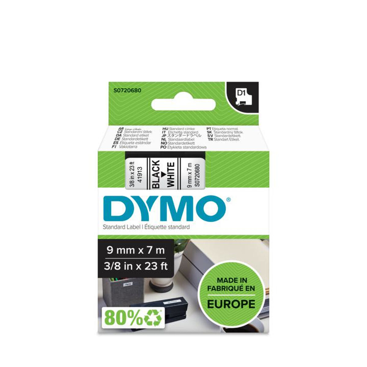 Laminated Tape Dymo S0720680 Black Black/White Laminated Tape Dymo S0720680 Black Black/White