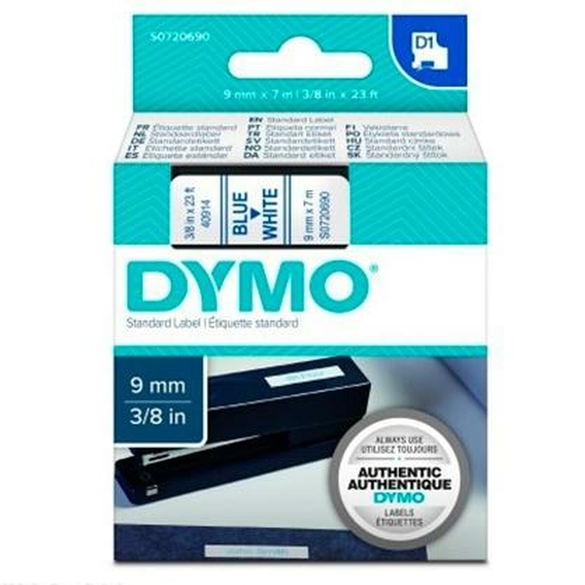 Laminated Tape for Labelling Machines Dymo D1 40914 9 mm LabelManager™ White Blue (5 Units) Laminated Tape for Labelling Machines Dymo D1 40914 9 mm LabelManager™ White Blue (5 Units)