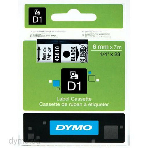 Laminated Tape for Labelling Machines Dymo 43610 Black Transparent 6 mm x 7 m Laminated Tape for Labelling Machines Dymo 43610 Black Transparent 6 mm x 7 m
