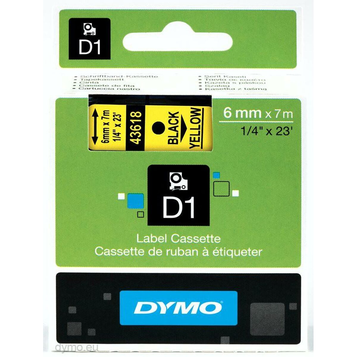 Laminated Tape for Labelling Machines Dymo D1 43618 6 mm LabelManager™ Yellow (5 Units) Laminated Tape for Labelling Machines Dymo D1 43618 6 mm LabelManager™ Yellow (5 Units)