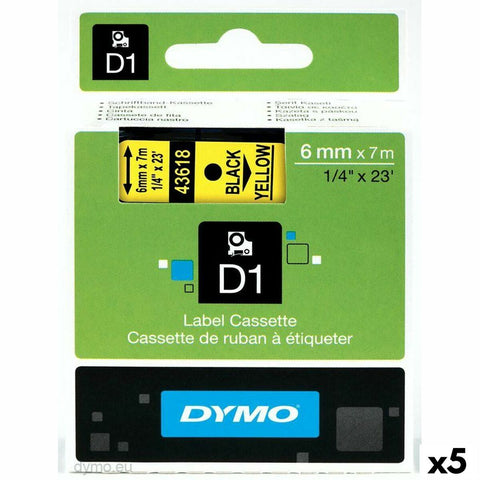 Laminated Tape for Labelling Machines Dymo D1 43618 6 mm LabelManager™ Yellow (5 Units) Laminated Tape for Labelling Machines Dymo D1 43618 6 mm LabelManager™ Yellow (5 Units)
