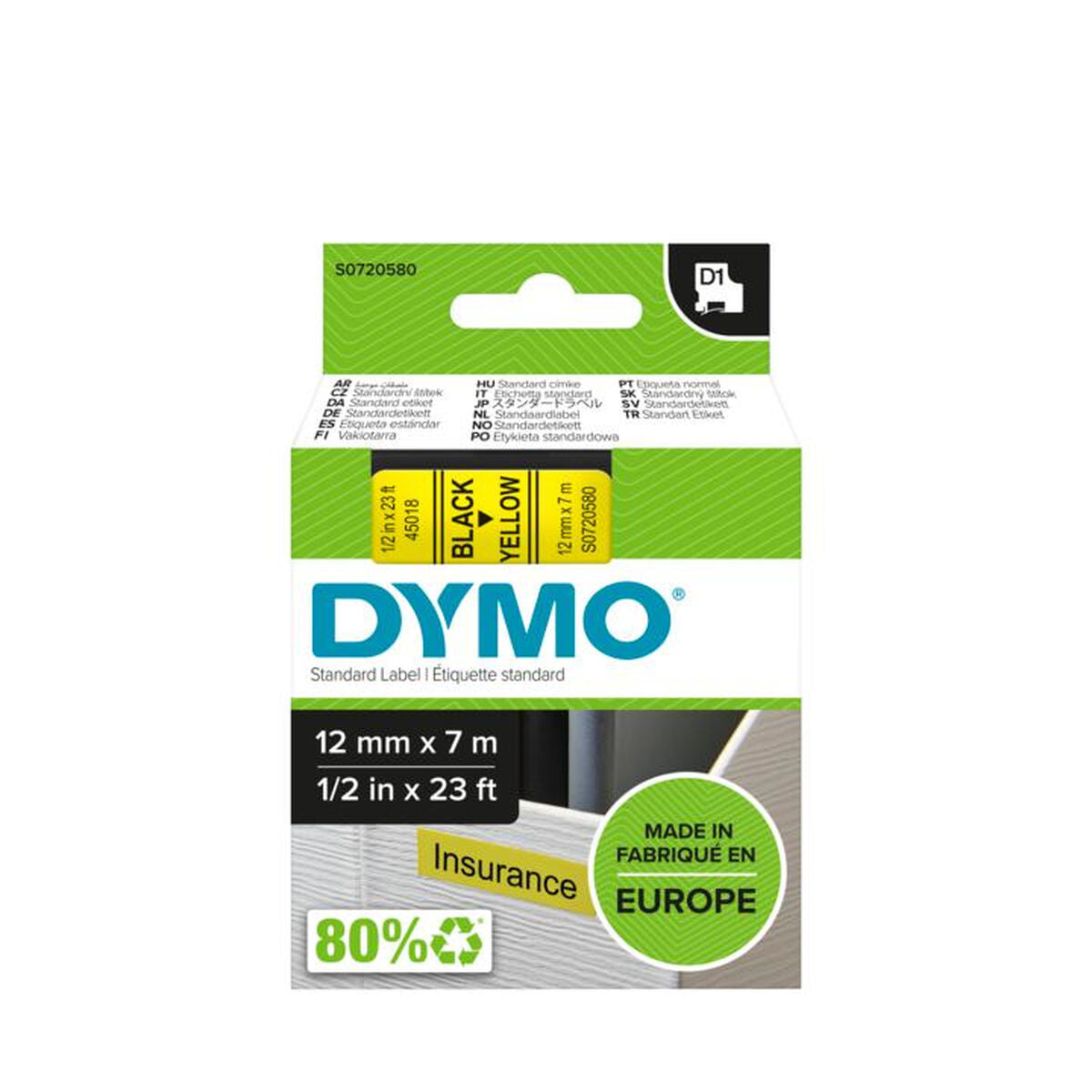 Adhesive labels Dymo S0720580 Black/Yellow Adhesive labels Dymo S0720580 Black/Yellow