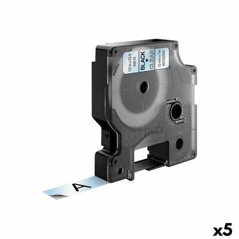 Laminated Tape for Labelling Machines Dymo D1 45010 12 mm LabelManager™ Transparent Black (5 Units) Laminated Tape for Labelling Machines Dymo D1 45010 12 mm LabelManager™ Transparent Black (5 Units)