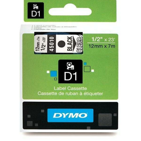 Laminated Tape for Labelling Machines Dymo D1 45010 12 mm LabelManager™ Transparent Black (5 Units) Laminated Tape for Labelling Machines Dymo D1 45010 12 mm LabelManager™ Transparent Black (5 Units)