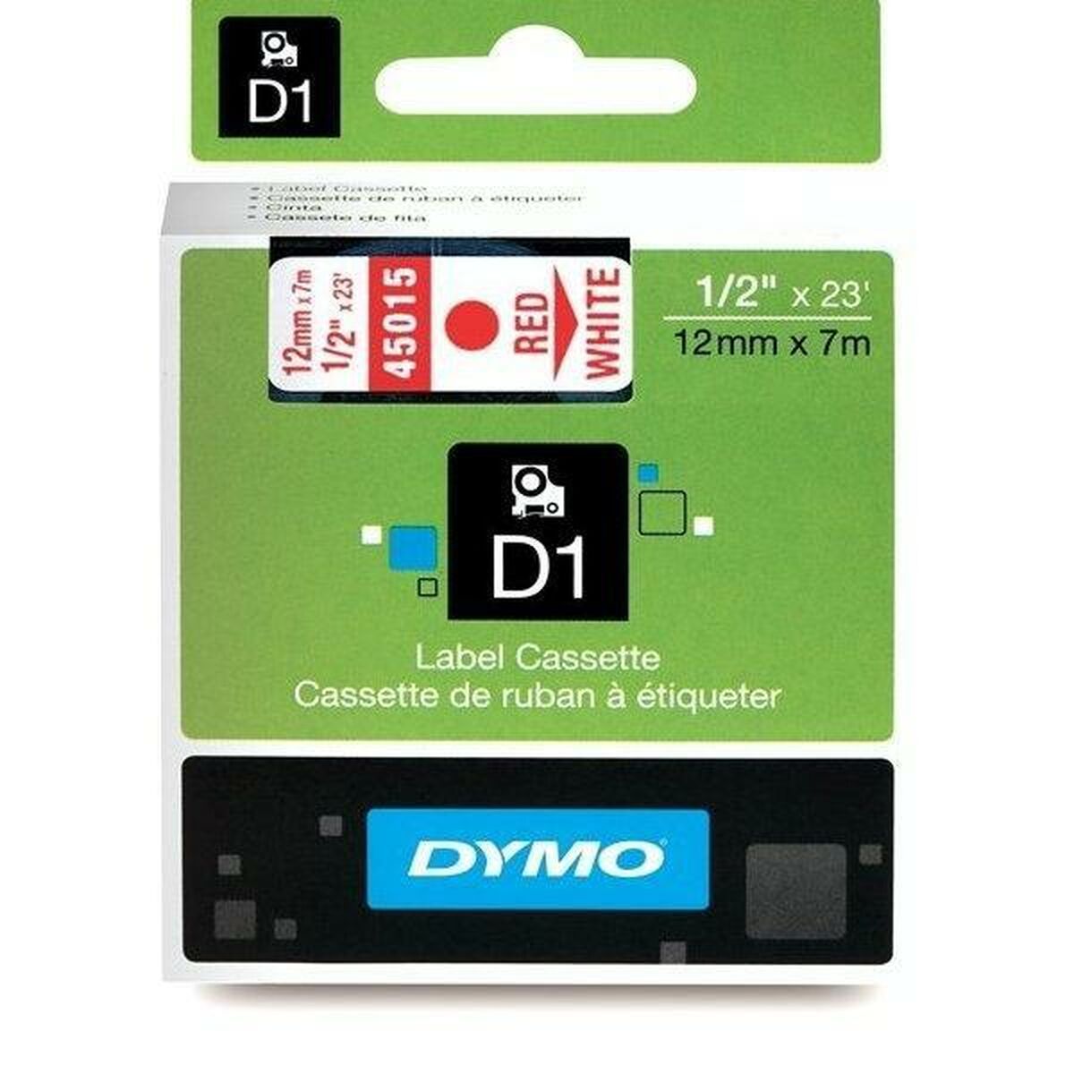 Laminated Tape for Labelling Machines Dymo D1 45015 12 mm LabelManager™ White Red Black (5 Units) Laminated Tape for Labelling Machines Dymo D1 45015 12 mm LabelManager™ White Red Black (5 Units)
