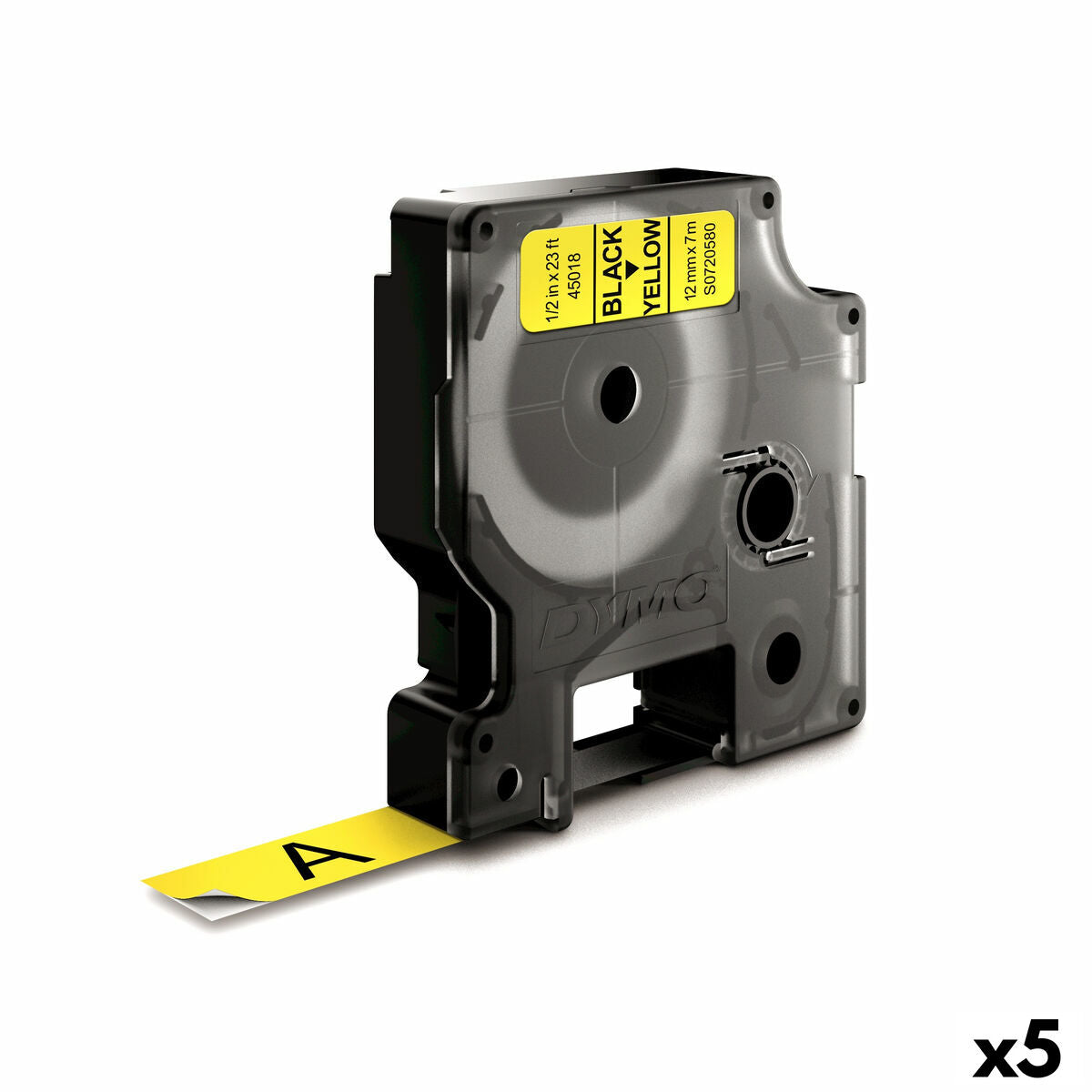 Laminated Tape for Labelling Machines Dymo D1 45018 12 mm LabelManager™ Yellow Black (5 Units) Laminated Tape for Labelling Machines Dymo D1 45018 12 mm LabelManager™ Yellow Black (5 Units)