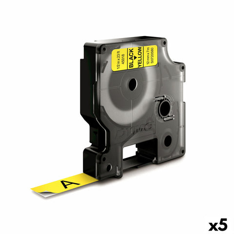 Laminated Tape for Labelling Machines Dymo D1 45018 12 mm LabelManager™ Yellow Black (5 Units) Laminated Tape for Labelling Machines Dymo D1 45018 12 mm LabelManager™ Yellow Black (5 Units)