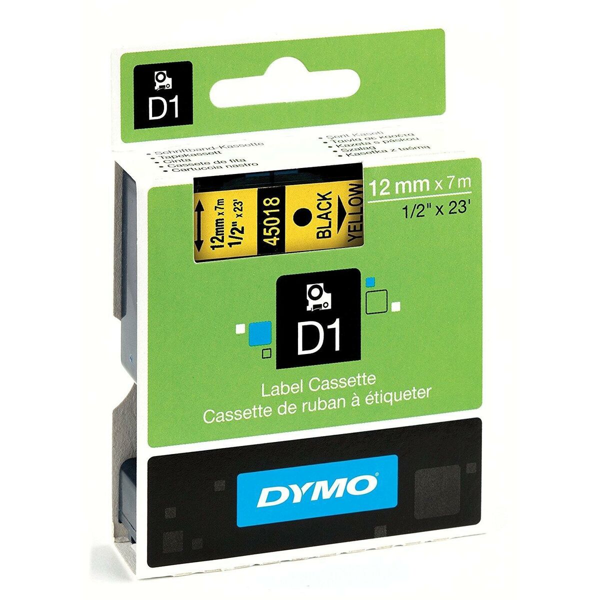 Laminated Tape for Labelling Machines Dymo D1 45018 12 mm LabelManager™ Yellow Black (5 Units) Laminated Tape for Labelling Machines Dymo D1 45018 12 mm LabelManager™ Yellow Black (5 Units)