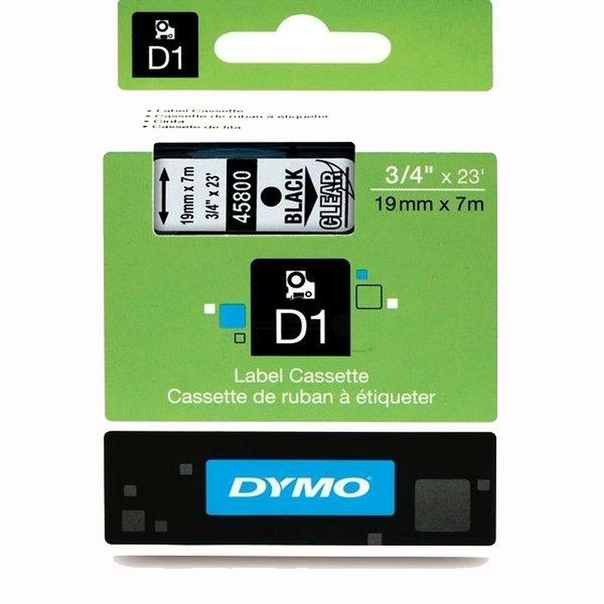 Laminated Tape for Labelling Machines Dymo D1 45800 LabelManager™ Black Transparent (5 Units) Laminated Tape for Labelling Machines Dymo D1 45800 LabelManager™ Black Transparent (5 Units)
