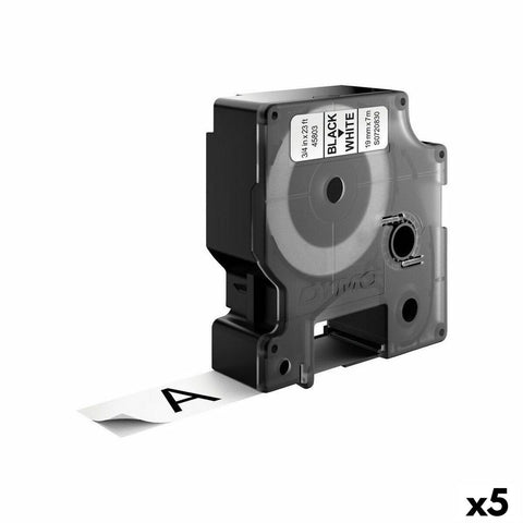Laminated Tape for Labelling Machines Dymo D1 45803 LabelManager™ White Black (5 Units) Laminated Tape for Labelling Machines Dymo D1 45803 LabelManager™ White Black (5 Units)