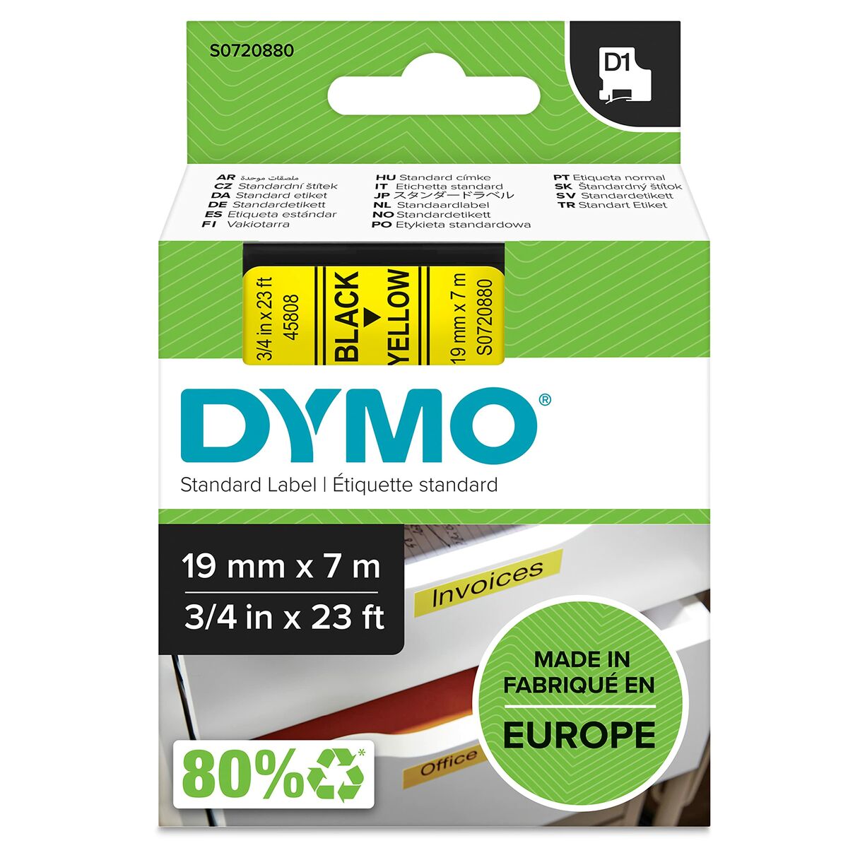 Laminated Tape for Labelling Machines Dymo D1-19 45808 LabelManager™ Black Yellow (5 Units) Laminated Tape for Labelling Machines Dymo D1-19 45808 LabelManager™ Black Yellow (5 Units)