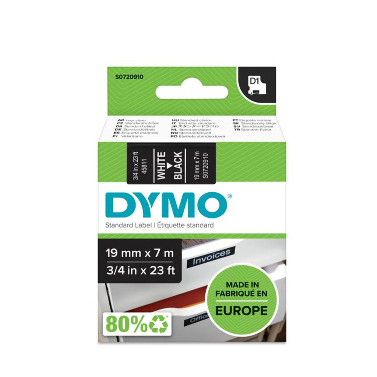 Laminated Tape for Labelling Machines Dymo D1 45811 LabelManager™ White Black (5 Units) Laminated Tape for Labelling Machines Dymo D1 45811 LabelManager™ White Black (5 Units)
