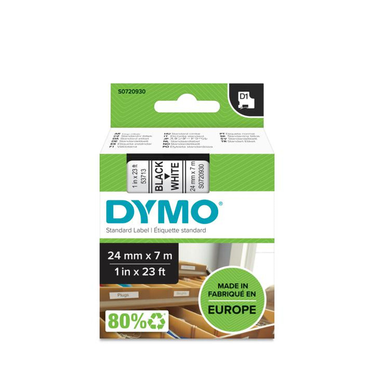 Laminated Tape for Labelling Machines Dymo D1 53713 24 mm LabelManager™ White Black (5 Units) Laminated Tape for Labelling Machines Dymo D1 53713 24 mm LabelManager™ White Black (5 Units)