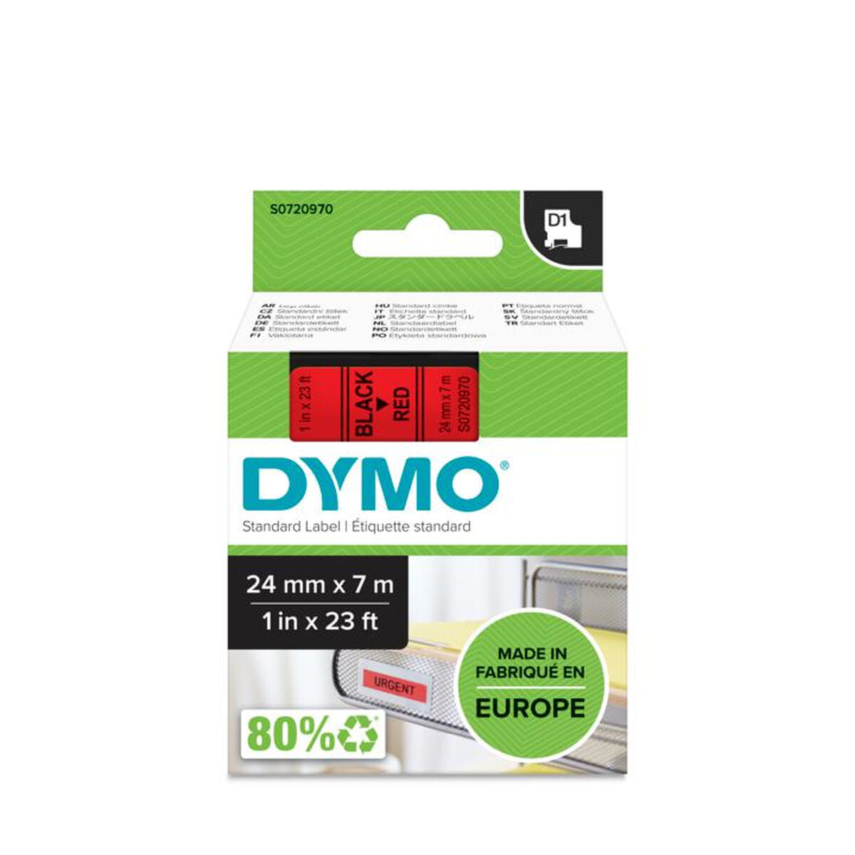 Laminated Tape for Labelling Machines Dymo D1 53717 24 mm LabelManager™ Red Black (5 Units) Laminated Tape for Labelling Machines Dymo D1 53717 24 mm LabelManager™ Red Black (5 Units)