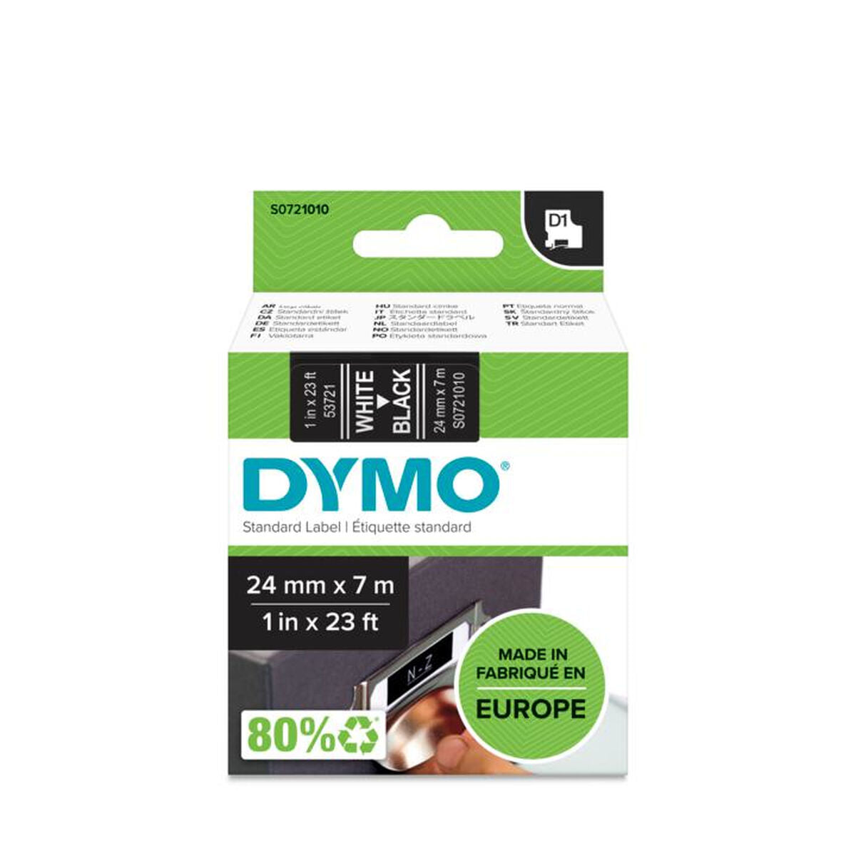 Laminated Tape for Labelling Machines Dymo D1 53721 24 mm LabelManager™ White Black (5 Units) Laminated Tape for Labelling Machines Dymo D1 53721 24 mm LabelManager™ White Black (5 Units)