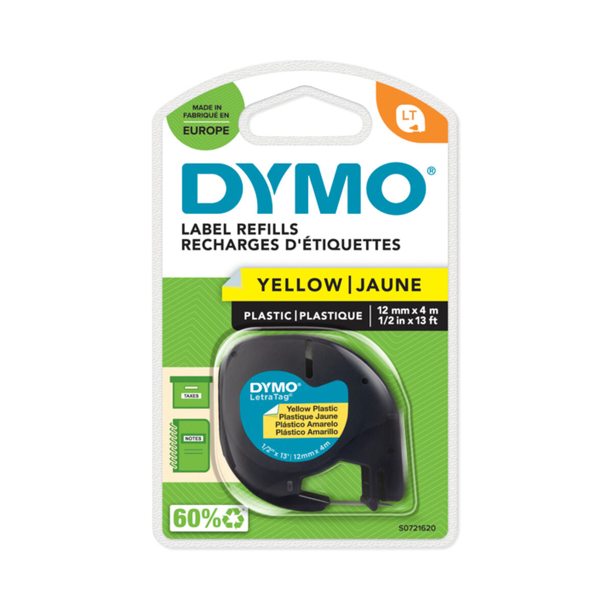 Laminated Tape Dymo S0721620 Black/Yellow Laminated Tape Dymo S0721620 Black/Yellow