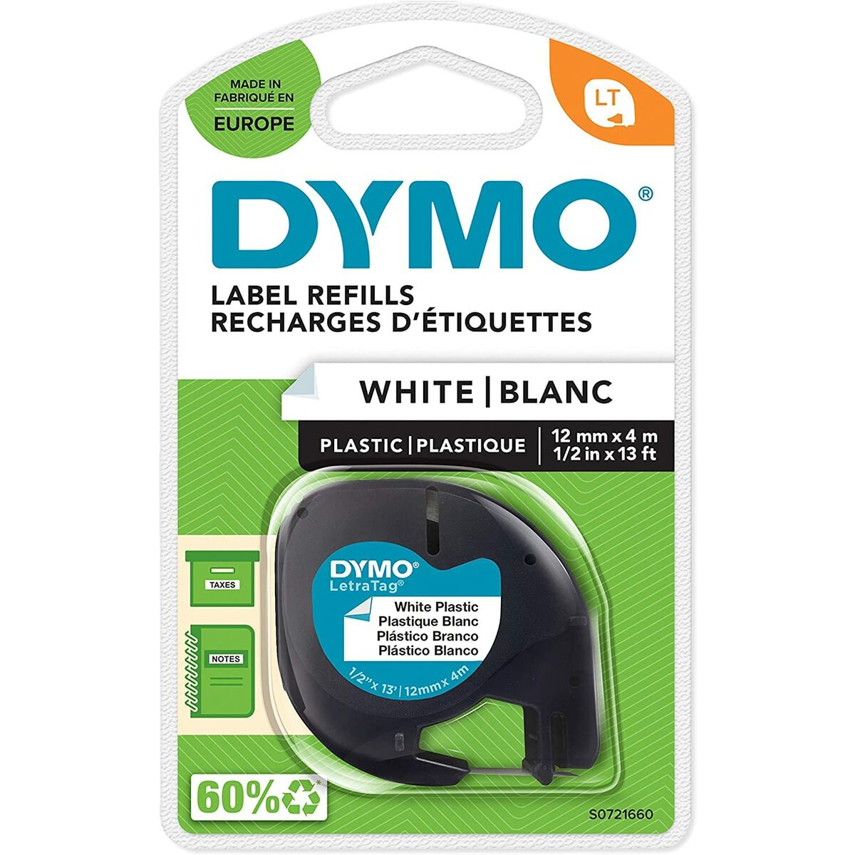 Laminated Tape for Labelling Machines Dymo 91221 12 mm Laminated Tape for Labelling Machines Dymo 91221 12 mm